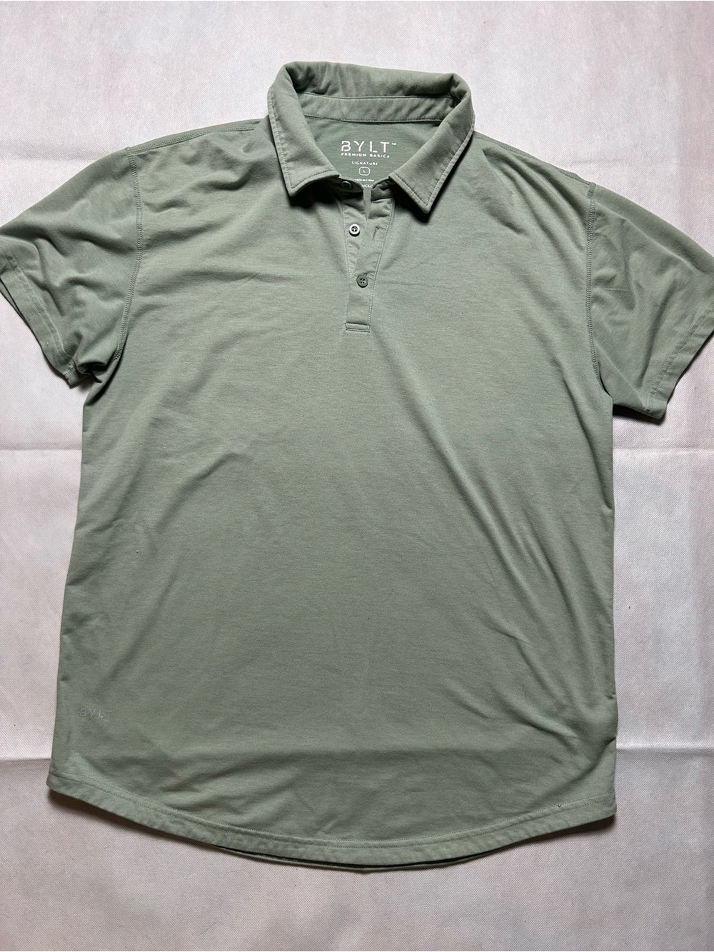 BYLT sage green short sleeve signature polo size large
